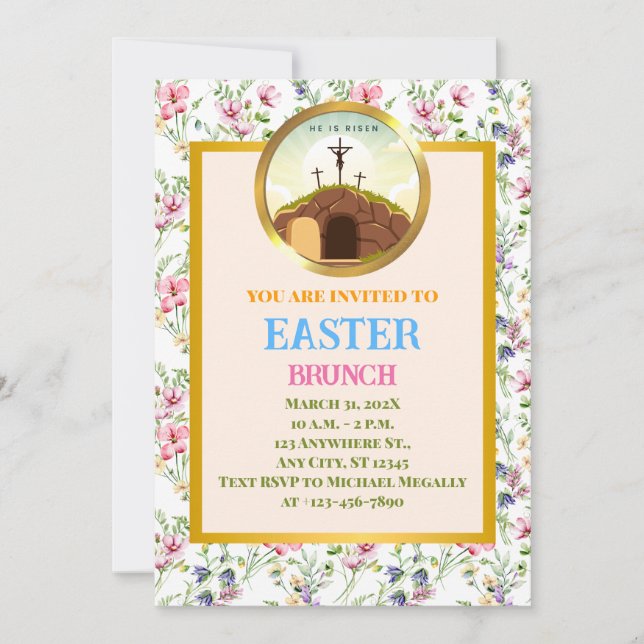 He is Risen and Celebration of Resurrection Sunday Invitation (Front)
