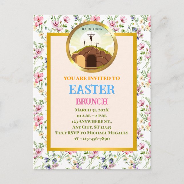 He is Risen and Celebration of Resurrection Sunday Postcard (Front)