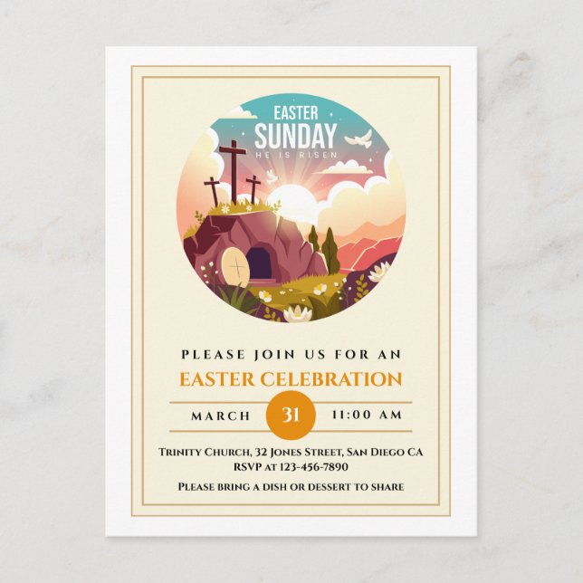 He is Risen and Celebration of Resurrection Sunday Postcard (Front)