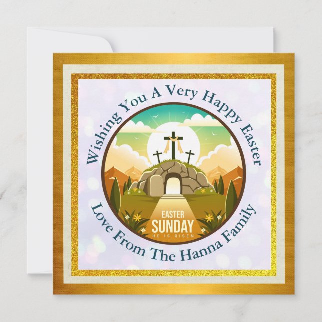 He is Risen and Celebration of Resurrection Sunday Save The Date (Front)