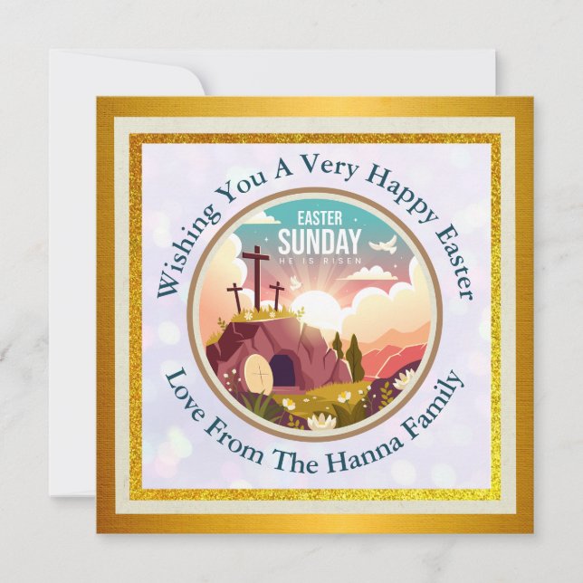 He is Risen and Celebration of Resurrection Sunday Save The Date (Front)