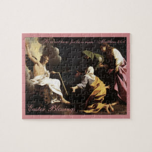 He is Risen Bible Verse Religious Christian Easter Jigsaw Puzzle