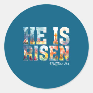 He is risen boho easter christian jesus  classic round sticker