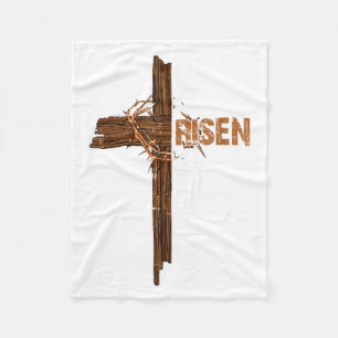 He is Risen Boho Easter Christian Jesus Fleece Blanket