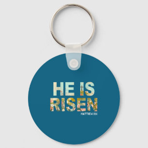 He is risen boho easter christian jesus key ring
