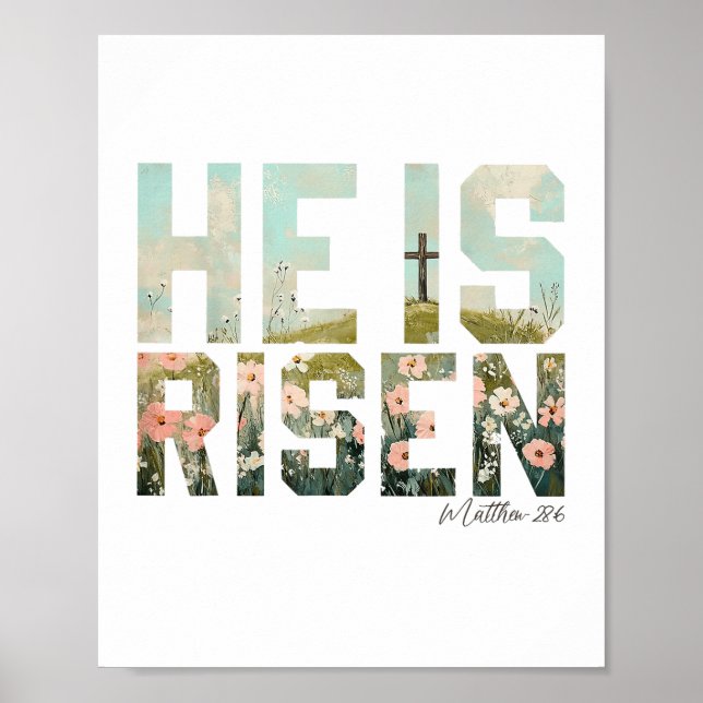 He is Risen Boho Easter Christian Jesus Poster (Front)