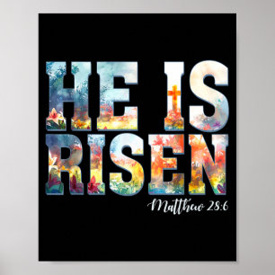 He is risen boho easter christian jesus poster
