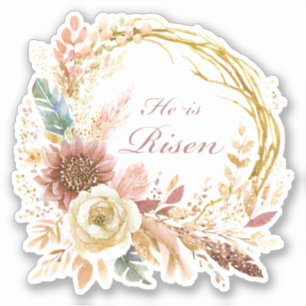 He is Risen boho floral wreath Easter