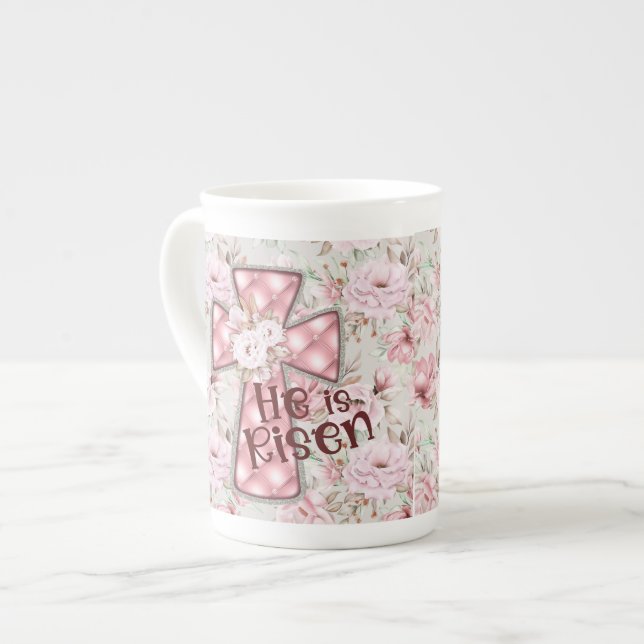 He is Risen Bone China Mug (Front Left)