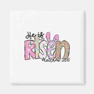 He Is Risen Bunny Christian Cross Happy Easter Day Magnet