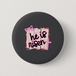 He Is Risen Bunny Eggs Happy Easter Jesus Christia 6 Cm Round Badge