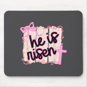 He Is Risen Bunny Eggs Happy Easter Jesus Christia Mouse Pad
