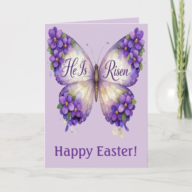He Is Risen Butterfly Easter Card (Front)