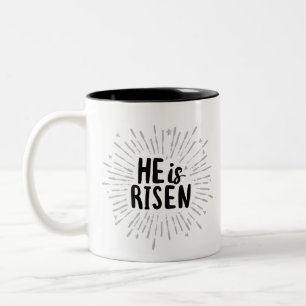 He is Risen Christ is Risen Quotes Easter Art Resu Two-Tone Coffee Mug