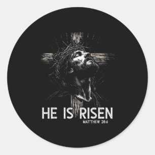 He Is Risen Christian Cross Jesus Bible Verse East Classic Round Sticker