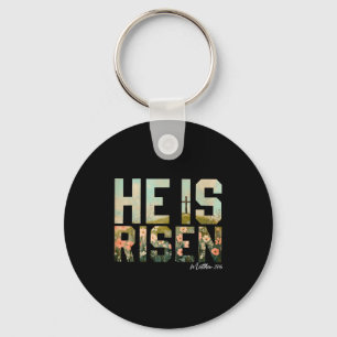 He Is Risen Christian Cross Jesus Bible Verse East Key Ring