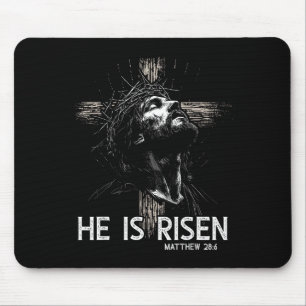 He Is Risen Christian Cross Jesus Bible Verse East Mouse Pad