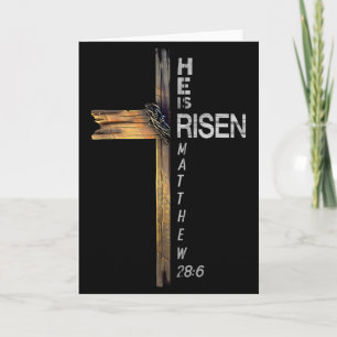 He Is Risen Christian Cross Jesus Bible Verse Happ Card