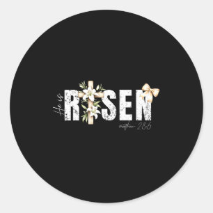 He Is Risen Christian Cross Jesus Bible Verse Happ Classic Round Sticker