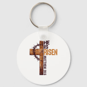 He Is Risen Christian Cross Jesus Bible Verse Happ Key Ring