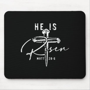 He Is Risen Christian Cross Jesus Bible Verse Happ Mouse Pad