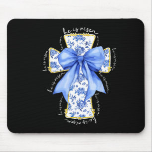 He Is Risen Christian Cross Jesus Bible Verse Happ Mouse Pad