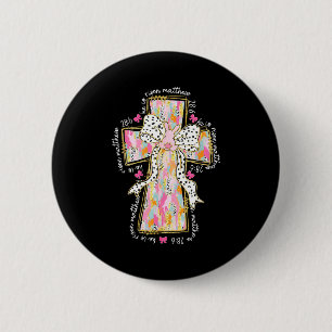 He Is Risen Christian Cross Jesus Coquette Bow Bun 6 Cm Round Badge