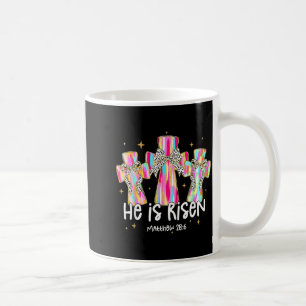 He Is Risen Christian Cross Jesus Coquette Bow Hap Coffee Mug