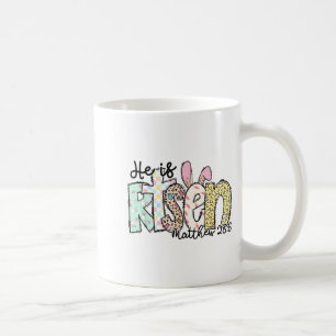 He Is Risen Christian Cross Jesus Easter Bunny Rab Coffee Mug