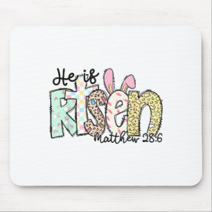 He Is Risen Christian Cross Jesus Easter Bunny Rab Mouse Pad