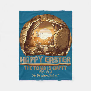 He is risen christian easter empty tomb bible fleece blanket