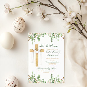 He Is Risen Christian Easter Invitation