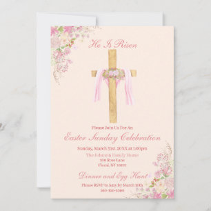 He Is Risen Christian Easter Invitation