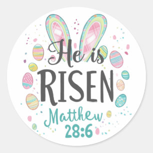 He is Risen, Christian Easter Jesus Christ Bible Classic Round Sticker