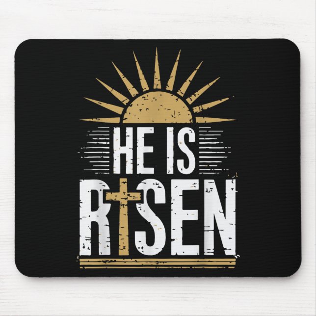 He Is Risen Christian Easter Men Women Toddler Boy Mouse Pad (Front)