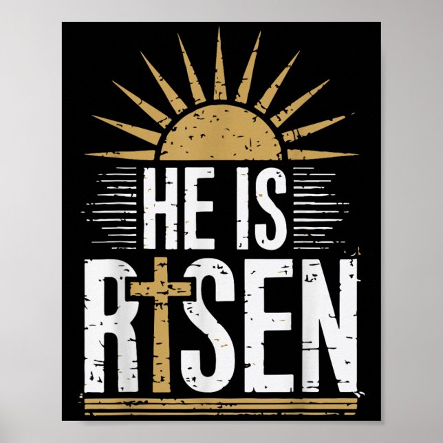 He Is Risen Christian Easter Men Women Toddler Boy Poster (Front)