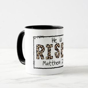 He is risen christian easter mug