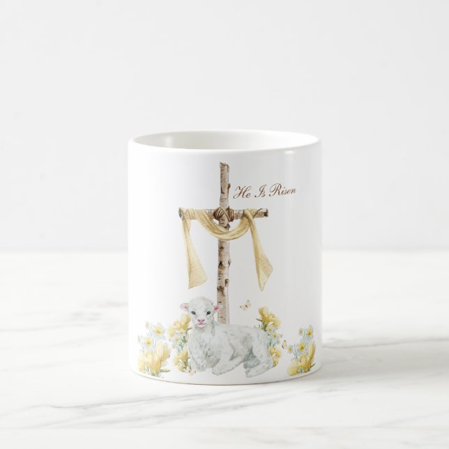 He Is Risen Christian Easter Personalised Coffee Mug (Center)