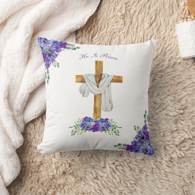 He Is Risen Christian Easter Personalised Cushion (Blanket)