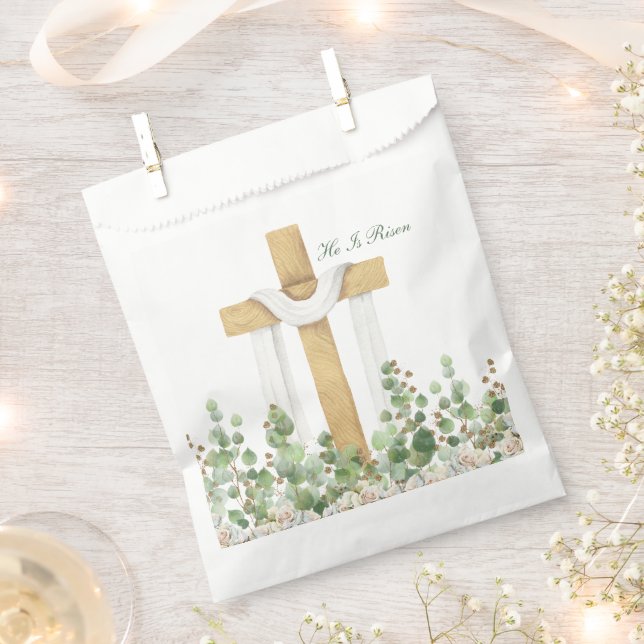 He Is Risen Christian Easter Personalised Favour Bag (Clipped)