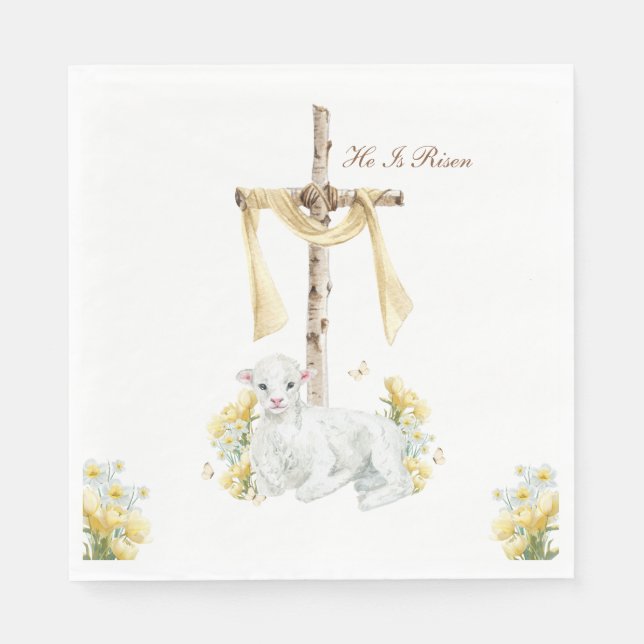 He Is Risen Christian Easter Personalised Napkin (Front)