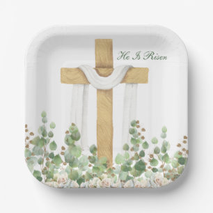 He Is Risen Christian Easter Personalised Paper Plate