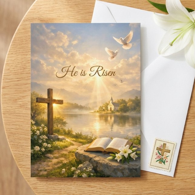 He Is Risen Christian Easter Resurrection Greeting Card (Creator Uploaded)