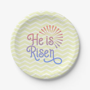 He is Risen Christian Easter Retro Paper Plate