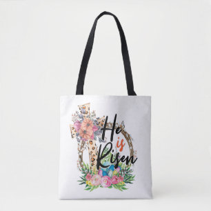 He is risen christian easter tote bag