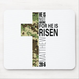 He Is Risen Christian Easter Verse Green Camo Cros Mouse Pad