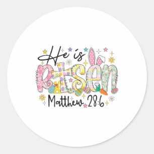 He Is Risen Christian Happy Easter Day Bible Famil Classic Round Sticker