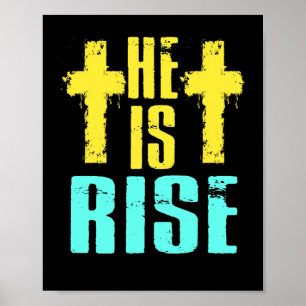 He Is Risen Christian Happy Easter Jesus Poster