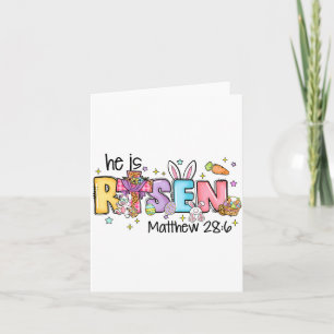 He Is Risen Christian Jesus Bible Verse Bunny Eggs Card