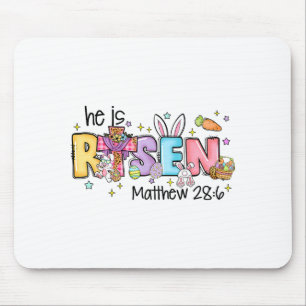 He Is Risen Christian Jesus Bible Verse Bunny Eggs Mouse Pad